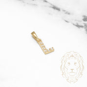 Pendant - 10K Yellow Gold "L" Mini Cz Pavement - PEG464