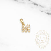 Pendant - 10K Yellow Gold "M" Mini Pave Cz - PEG465