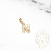 Pendentif - Or 10K jaune "N" mini pavé cz - PEG466
