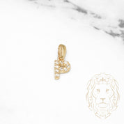 Pendant - 10K Yellow Gold "P" Mini Pave Cz - PEG468