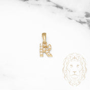 Pendant - 10K Yellow Gold "R" mini cz pavement - PEG470