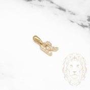 Pendant - 10K Yellow Gold "R" mini cz pavement - PEG470