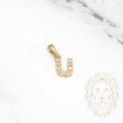 Pendant - 10K Yellow Gold "U" Mini Cz Pavement - PEG473