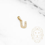 Pendentif - Or 10K jaune "U" mini pavé cz - PEG473