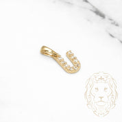 Pendant - 10K Yellow Gold "U" Mini Cz Pavement - PEG473
