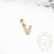 Pendentif - Or 10K jaune "V" mini pavé cz - PEG474