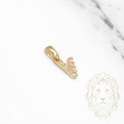 Pendentif - Or 10K jaune "V" mini pavé cz - PEG474