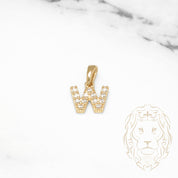 Pendant - 10K Yellow Gold "W" mini cz pave - PEG475