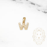 Pendentif - Or 10K jaune "W" mini pavé cz - PEG475