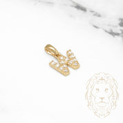 Pendant - 10K Yellow Gold "W" mini cz pave - PEG475