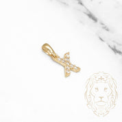 Pendant - 10K Yellow Gold "X" mini cz pavement - PEG476