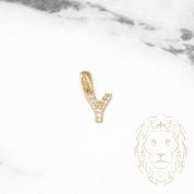 Pendant - 10K Yellow Gold "Y" mini cz pave - PEG477