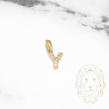 Pendentif - Or 10K jaune "Y" mini pavé cz - PEG477