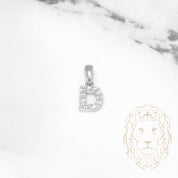 Pendant - 10K white gold "D" mini cz pave - PEG482