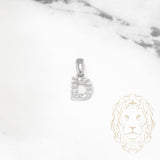 Pendentif - Or 10K blanc "D" mini pavé cz - PEG482