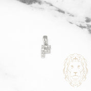 Pendant - 10K white gold "F" mini cz pave - PEG484