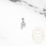 Pendentif - Or 10K blanc "F" mini pavé cz - PEG484