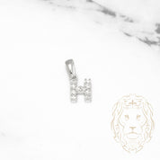 Pendant - 10K white gold "H" mini cz pave - PEG486