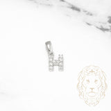 Pendentif - Or 10K blanc "H" mini pavé cz - PEG486