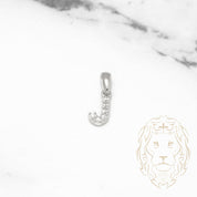 Pendant - 10K white gold "J" mini cz pave - PEG488