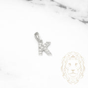 Pendant - 10K white gold "K" mini cz pave - PEG489