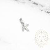 Pendentif - Or 10K blanc "K" mini pavé cz - PEG489