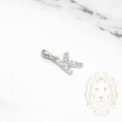 Pendant - 10K white gold "K" mini cz pave - PEG489