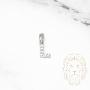 Pendant - 10K white gold "L" mini cz pave - PEG490
