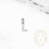 Pendentif - Or 10K blanc "L" mini pavé cz - PEG490
