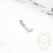 Pendant - 10K white gold "L" mini cz pave - PEG490
