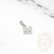Pendant - 10K white gold "M" mini cz pave - PEG491