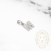 Pendant - 10K white gold "M" mini cz pave - PEG491
