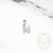 Pendant - 10K white gold "N" mini cz pave - PEG492
