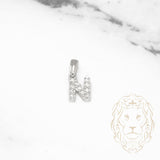 Pendentif - Or 10K blanc "N" mini pavé cz - PEG492