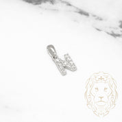 Pendant - 10K white gold "N" mini cz pave - PEG492