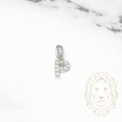 Pendant - 10K white gold "P" mini cz pave - PEG494