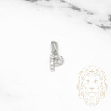 Pendentif - Or 10K blanc "P" mini pavé cz - PEG494