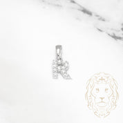 Pendant - 10K white gold "R" mini cz pavement - PEG496
