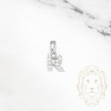 Pendentif - Or 10K blanc "R" mini pavé cz - PEG496