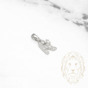 Pendant - 10K white gold "R" mini cz pavement - PEG496