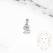 Pendant - 10K white gold "S" mini cz pave - PEG497