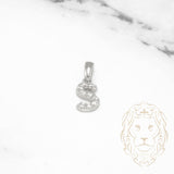 Pendentif - Or 10K blanc "S" mini pavé cz - PEG497