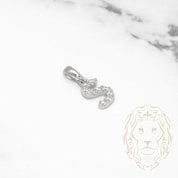 Pendant - 10K white gold "S" mini cz pave - PEG497