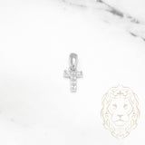 Pendentif - Or 10K blanc "T" mini pavé cz - PEG498