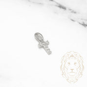 Pendant - 10K white gold "T" mini cz pave - PEG498