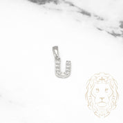 Pendant - 10K white gold "U" mini cz pave - PEG499
