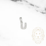 Pendentif - Or 10K blanc "U" mini pavé cz - PEG499