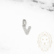 Pendant - 10K white gold "V" mini cz pavement - PEG500