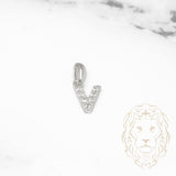 Pendentif - Or 10K blanc "V" mini pavé cz - PEG500
