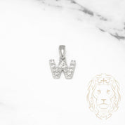 Pendant - 10K white gold "W" mini cz pave - PEG501